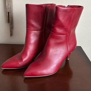 Dolce Vita Elegant Red Leather Ankle Boots